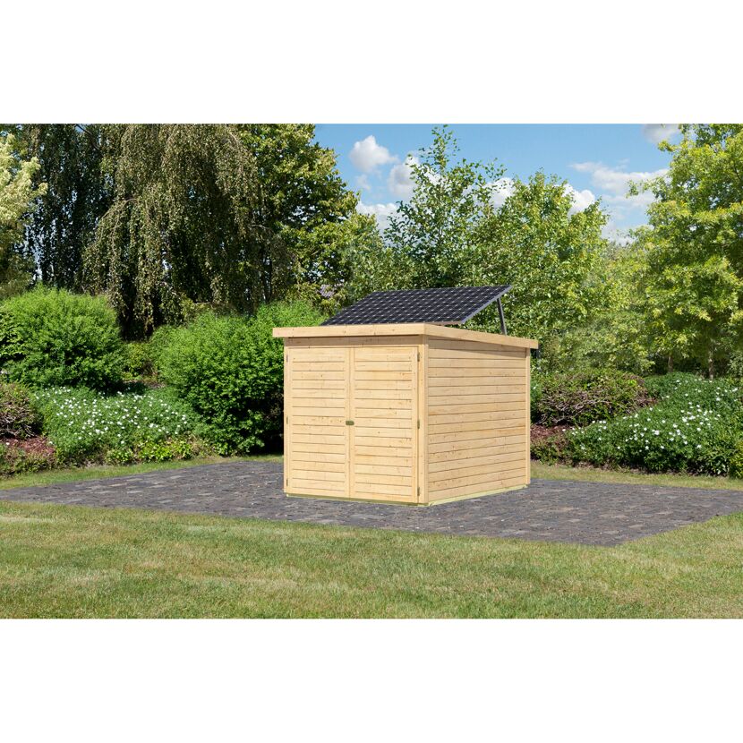 Fahrradgarage-Set 'Bike 3' Fichtenholz naturbelassen mit Solarkit 162,5 x 167 x 216,5 cm