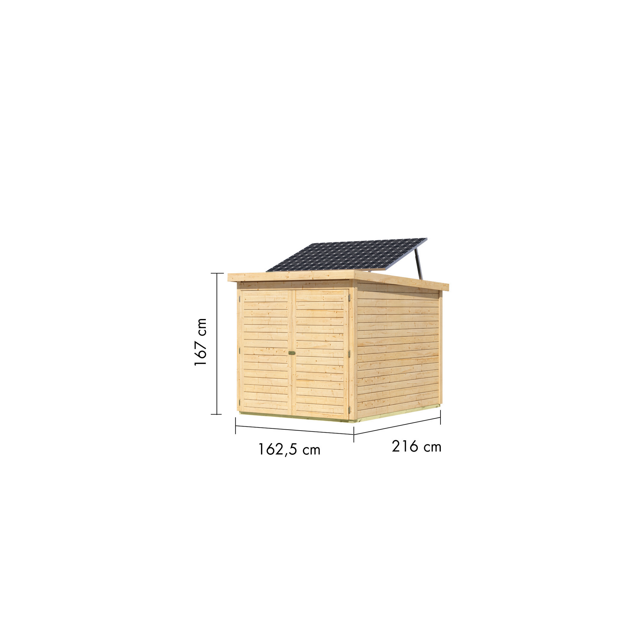 Fahrradgarage-Set 'Bike 3' Fichtenholz naturbelassen mit Solarkit 162,5 x 167 x 216,5 cm