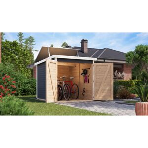 Fahrradgarage-Set 'Bike 3' Fichtenholz terragrau mit Solarkit 162,5 x 167 x 216,5 cm