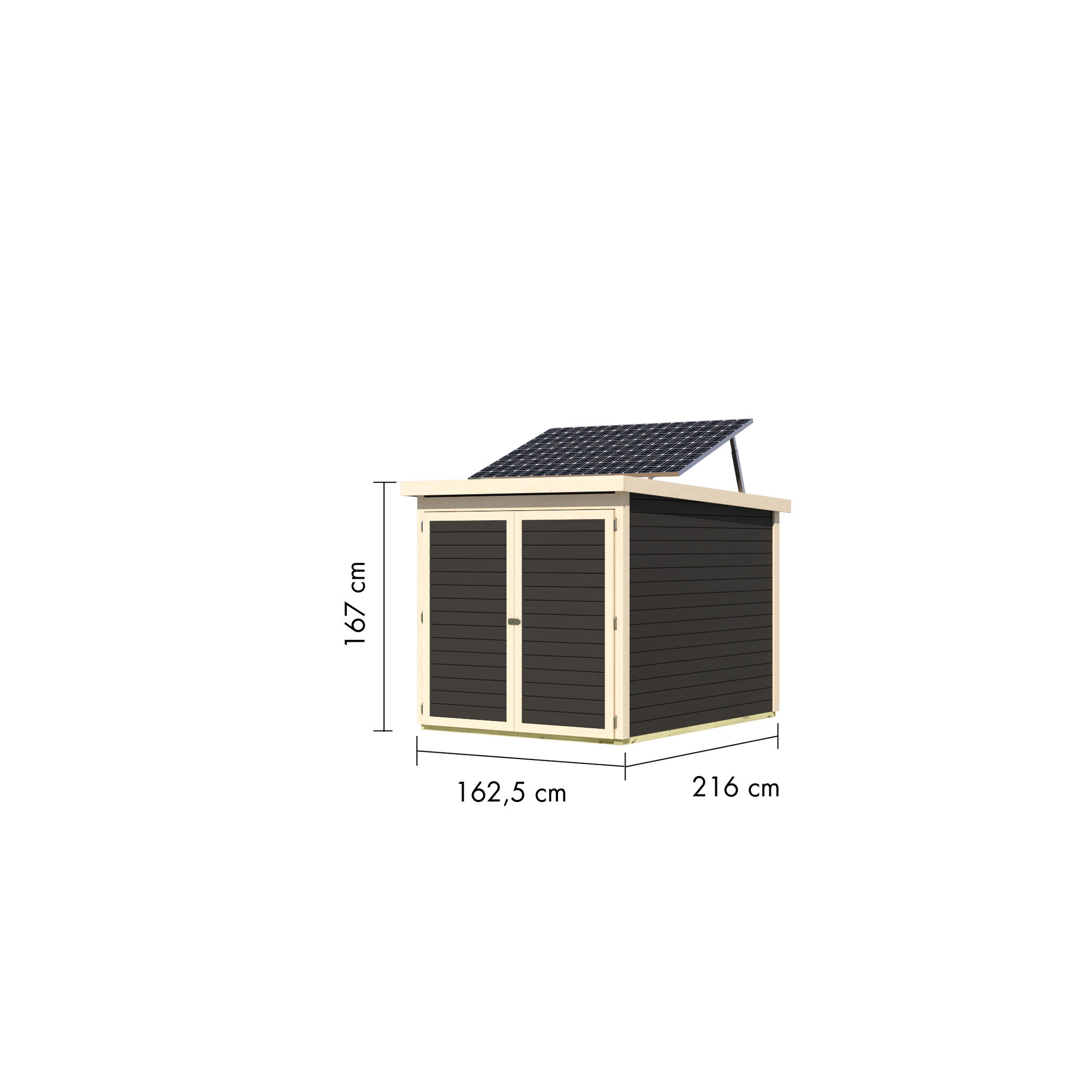 Fahrradgarage-Set 'Bike 3' Fichtenholz terragrau mit Solarkit 162,5 x 167 x 216,5 cm