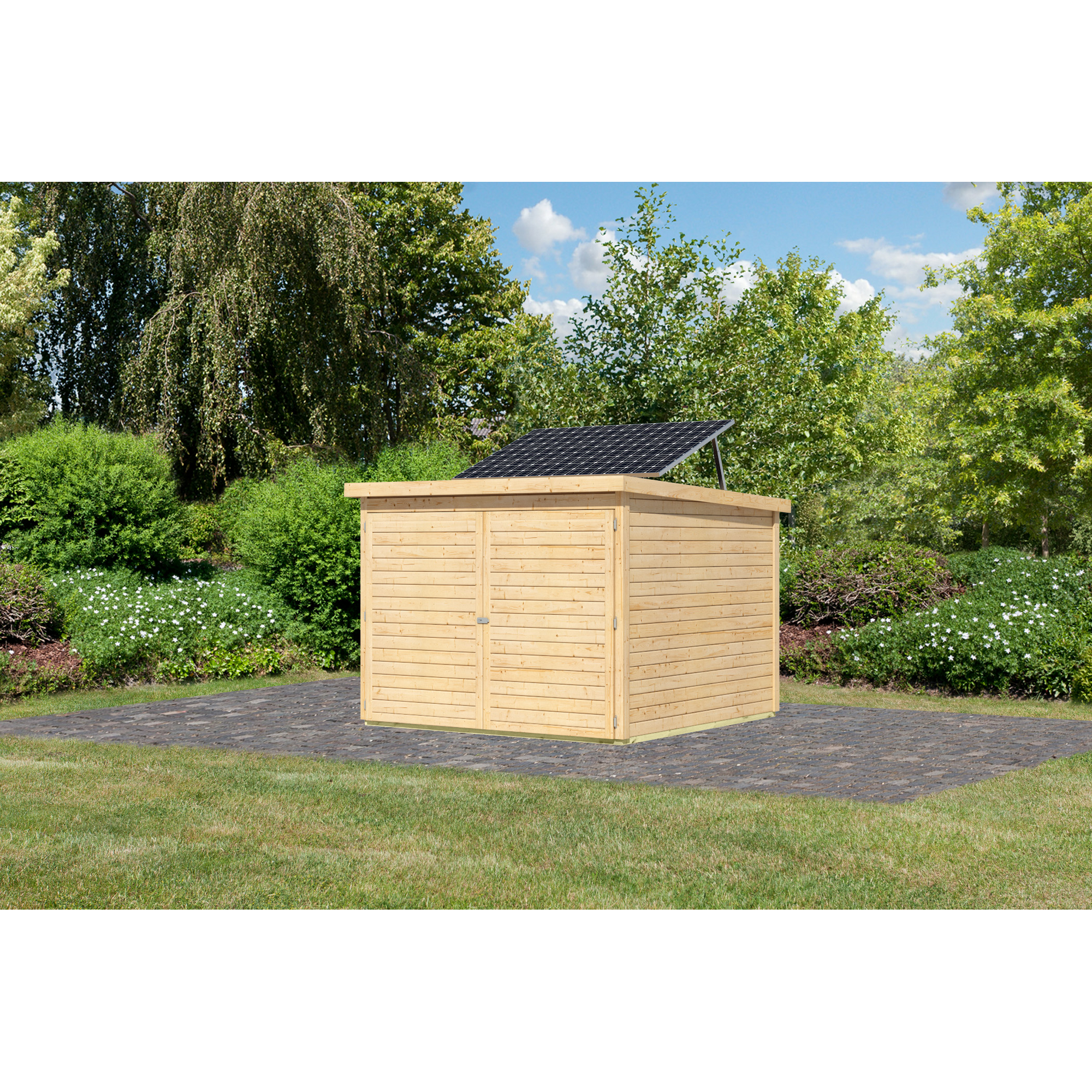 Fahrradgarage-Set 'Bike 4' Fichtenholz naturbelassen mit Solarkit 212,5 x 167 x 216,5 cm