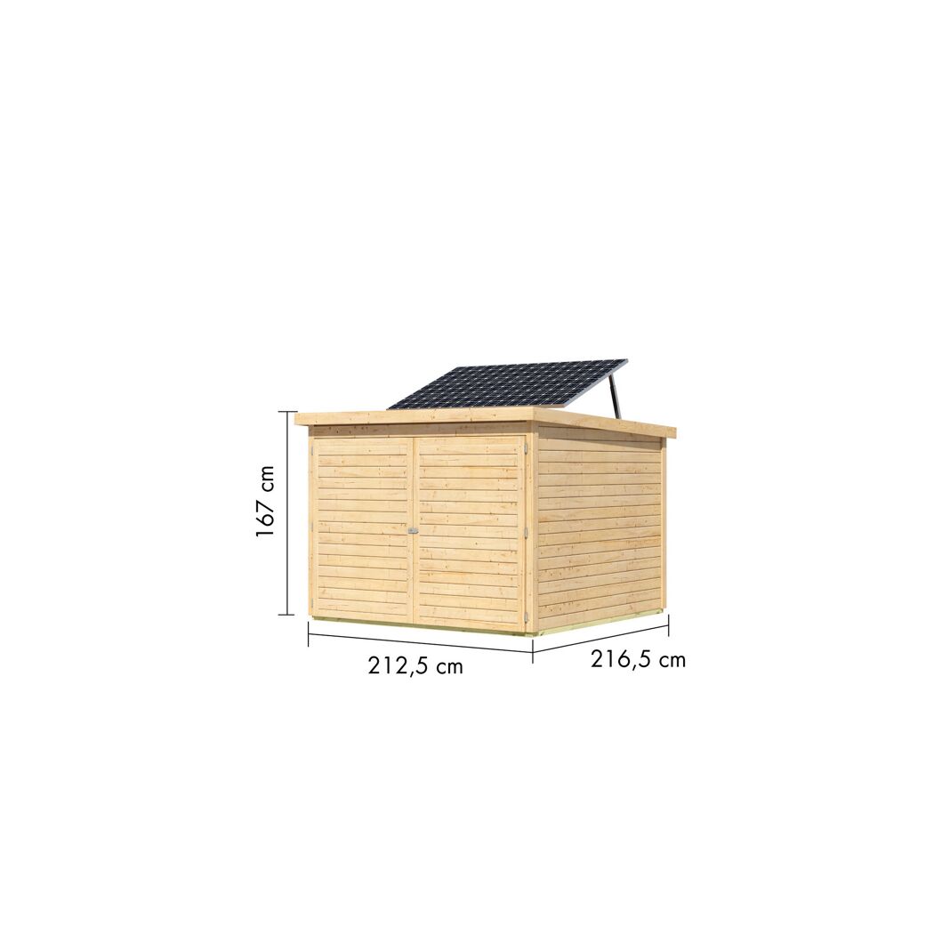 Fahrradgarage-Set 'Bike 4' Fichtenholz naturbelassen mit Solarkit 212,5 x 167 x 216,5 cm