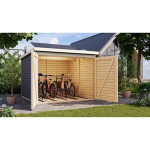 Fahrradgarage-Set 'Bike 4' Fichtenholz terragrau mit Solarkit 212,5 x 167 x 216,5 cm