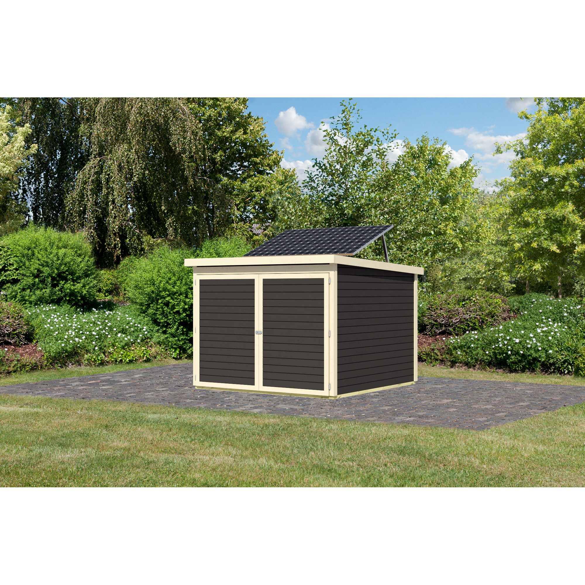 Fahrradgarage-Set 'Bike 4' Fichtenholz terragrau mit Solarkit 212,5 x 167 x 216,5 cm