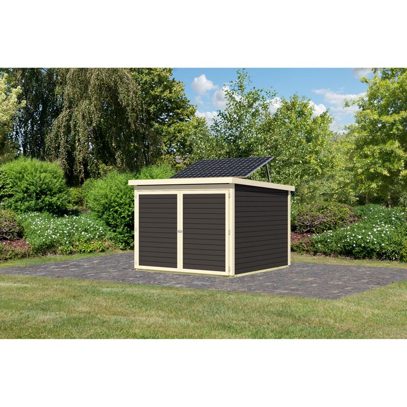 Fahrradgarage-Set 'Bike 4' Fichtenholz terragrau mit Solarkit 212,5 x 167 x 216,5 cm