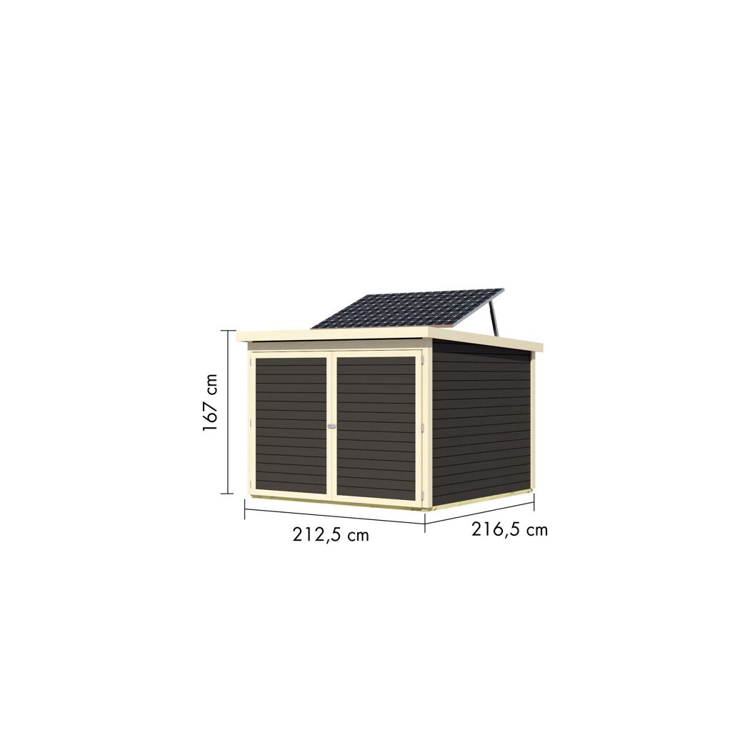 Fahrradgarage-Set 'Bike 4' Fichtenholz terragrau mit Solarkit 212,5 x 167 x 216,5 cm