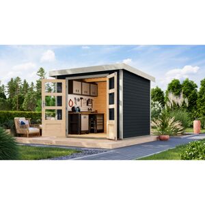 Gartenhaus 'Komet 3 C' Fichtenholz anthrazit / weiß 238,5 x 209 x 213,5 cm