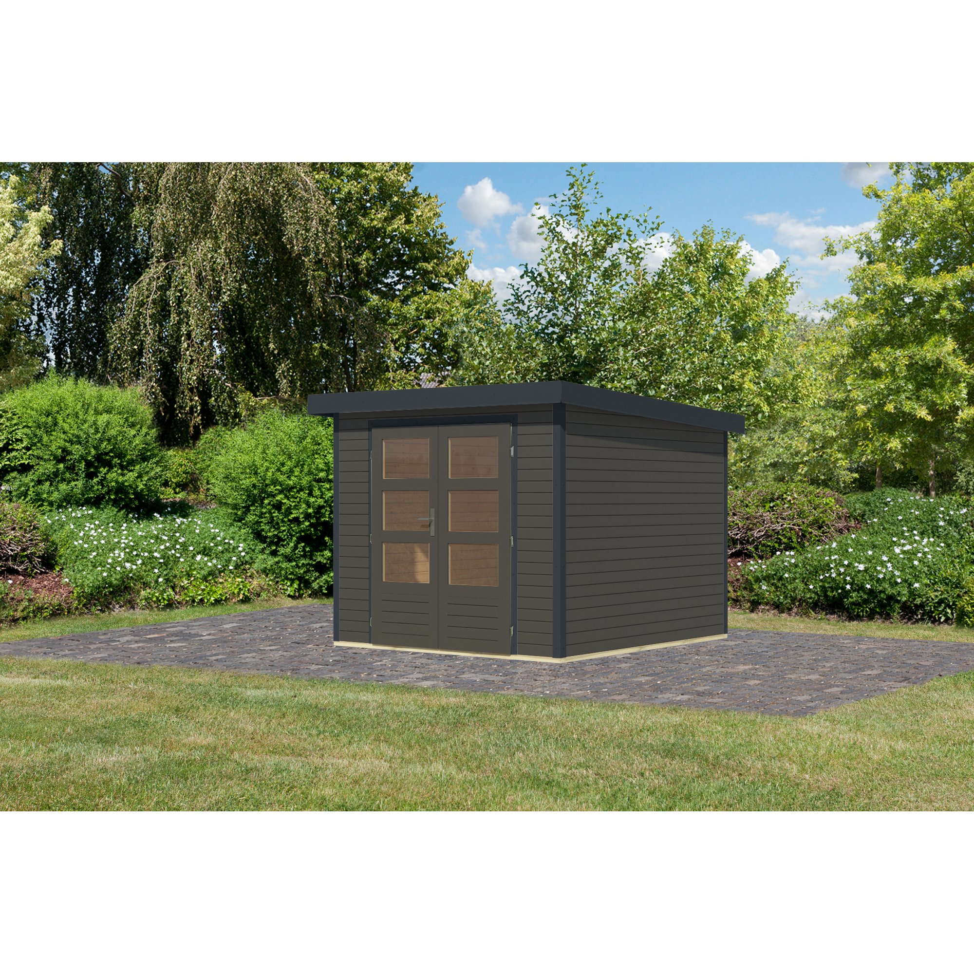 Gartenhaus 'Komet 3,5 B' Fichtenholz terragrau / anthrazit 238,5 x 209 x 242,5 cm