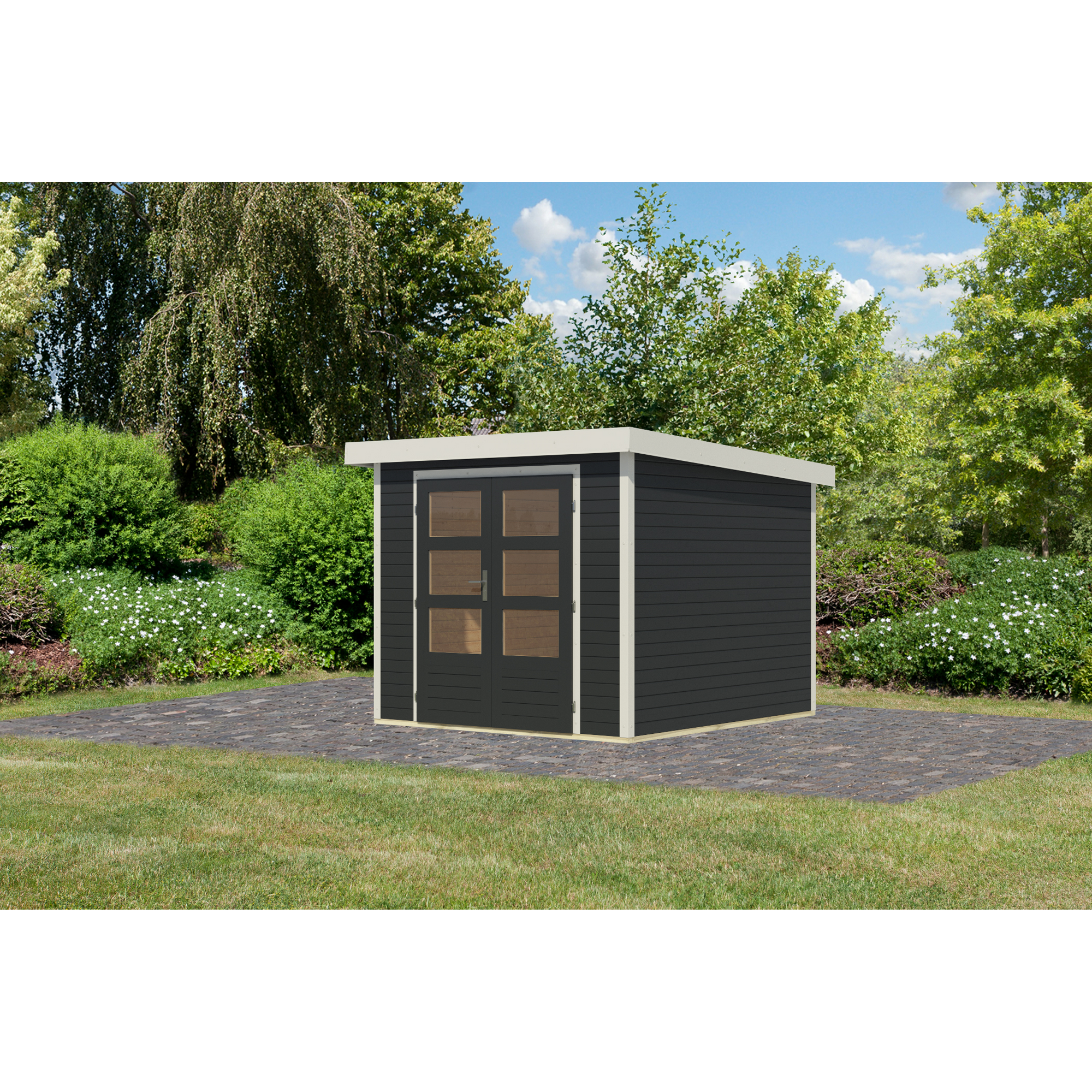 Gartenhaus 'Komet 3,5 C' Fichtenholz anthrazit / weiß 238,5 x 209 x 242,5 cm + product picture