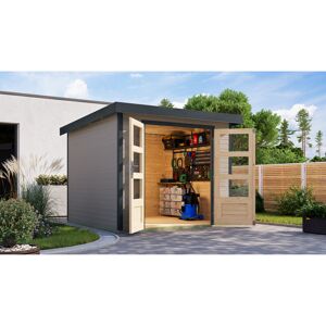 Gartenhaus 'Komet 3,5 D' Fichtenholz wassergrau / anthrazit 238,5 x 209 x 242,5 cm