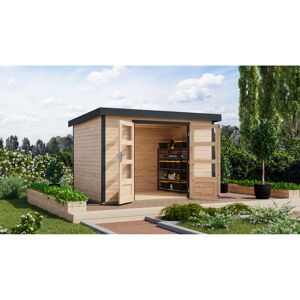 Gartenhaus 'Komet 4 A' Fichtenholz naturbelassen / anthrazit 298,5 x 209 x 213,5 cm