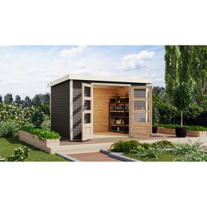 Gartenhaus 'Komet 4 B' Fichtenholz terragrau / weiß 298,5 x 209 x 213,5 cm