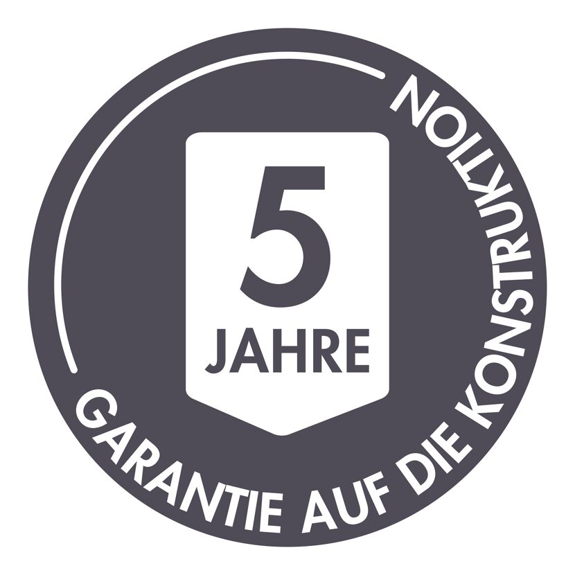 5 Jahre Garantie auf die Konstruktion