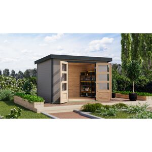 Gartenhaus 'Komet 4 D' Fichtenholz wassergrau / anthrazit 298,5 x 209 x 213,5 cm