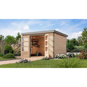 Gartenhaus 'Komet 5 A' Fichtenholz naturbelassen / graualuminium 298,5 x 209 x 242,5 cm