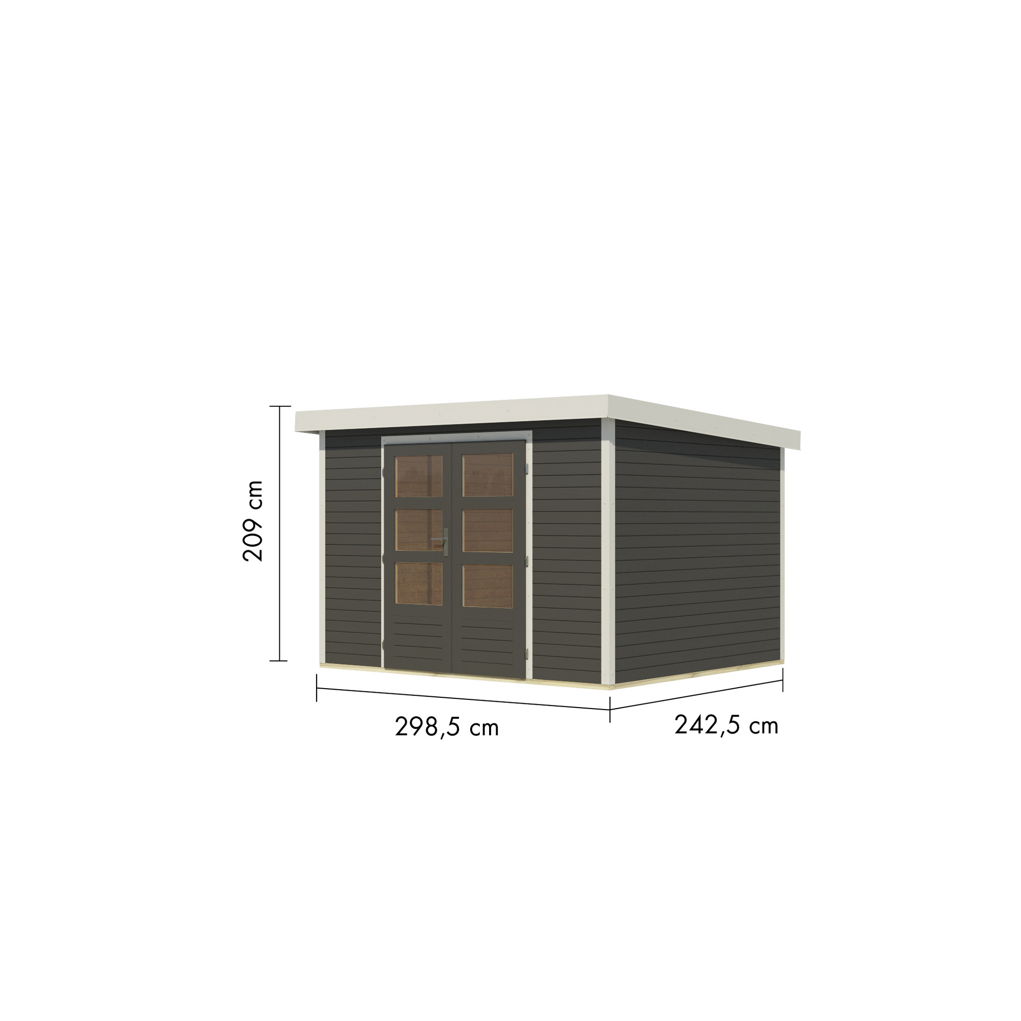 Gartenhaus 'Komet 5 B' Fichtenholz terragrau / weiß 298,5 x 209 x 242,5 cm