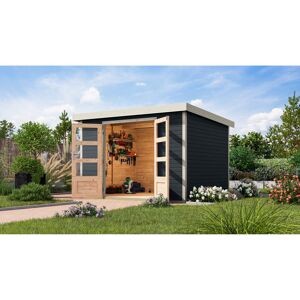 Gartenhaus 'Komet 5 C' Fichtenholz anthrazit / weiß 298,5 x 209 x 242,5 cm