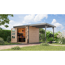 Gartenhaus-Set 'Komet 3 A' Fichtenholz naturbelassen / graualuminium mit Anbaudach 2,35 m breit 454,5 x 209 x 213,5 cm