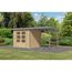 Gartenhaus-Set 'Komet 3 A' Fichtenholz naturbelassen / graualuminium mit Anbaudach 2,35 m breit 454,5 x 209 x 213,5 cm