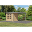 Gartenhaus-Set 'Komet 3 A' Fichtenholz naturbelassen / graualuminium mit Anbaudach 2,35 m breit 454,5 x 209 x 213,5 cm