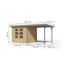 Gartenhaus-Set 'Komet 3 A' Fichtenholz naturbelassen / graualuminium mit Anbaudach 2,35 m breit 454,5 x 209 x 213,5 cm