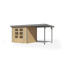 Gartenhaus-Set 'Komet 3 A' Fichtenholz naturbelassen / graualuminium mit Anbaudach 2,35 m breit 454,5 x 209 x 213,5 cm