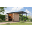 Gartenhaus-Set 'Komet 3 A' Fichtenholz naturbelassen / anthrazit mit Anbaudach 2,35 m breit 454,5 x 209 x 213,5 cm