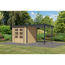 Gartenhaus-Set 'Komet 3 A' Fichtenholz naturbelassen / anthrazit mit Anbaudach 2,35 m breit 454,5 x 209 x 213,5 cm