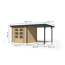 Gartenhaus-Set 'Komet 3 A' Fichtenholz naturbelassen / anthrazit mit Anbaudach 2,35 m breit 454,5 x 209 x 213,5 cm