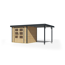 Gartenhaus-Set 'Komet 3 A' Fichtenholz naturbelassen / anthrazit mit Anbaudach 2,35 m breit 454,5 x 209 x 213,5 cm