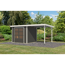 Gartenhaus-Set 'Komet 3 B' Fichtenholz terragrau / weiß mit Anbaudach 2,35 m breit 454,5 x 209 x 213,5 cm