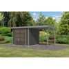 Gartenhaus-Set 'Komet 3 B' Fichtenholz terragrau / graualuminium mit Anbaudach 2,35 m breit 454,5 x 209 x 213,5 cm