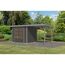 Gartenhaus-Set 'Komet 3 B' Fichtenholz terragrau / graualuminium mit Anbaudach 2,35 m breit 454,5 x 209 x 213,5 cm