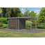 Gartenhaus-Set 'Komet 3 B' Fichtenholz terragrau / graualuminium mit Anbaudach 2,35 m breit 454,5 x 209 x 213,5 cm
