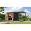 Gartenhaus-Set 'Komet 3 C' Fichtenholz anthrazit / graualuminium mit Anbaudach 2,35 m breit 454,5 x 209 x 213,5 cm