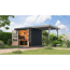 Gartenhaus-Set 'Komet 3 C' Fichtenholz anthrazit / graualuminium mit Anbaudach 2,35 m breit 454,5 x 209 x 213,5 cm