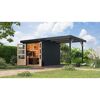 Gartenhaus-Set 'Komet 3 C' Fichtenholz anthrazit / anthrazit mit Anbaudach 2,35 m breit 454,5 x 209 x 213,5 cm