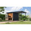 Gartenhaus-Set 'Komet 3 C' Fichtenholz anthrazit / anthrazit mit Anbaudach 2,35 m breit 454,5 x 209 x 213,5 cm