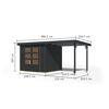 Gartenhaus-Set 'Komet 3 C' Fichtenholz anthrazit / anthrazit mit Anbaudach 2,35 m breit 454,5 x 209 x 213,5 cm