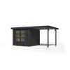 Gartenhaus-Set 'Komet 3 C' Fichtenholz anthrazit / anthrazit mit Anbaudach 2,35 m breit 454,5 x 209 x 213,5 cm