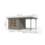 Gartenhaus-Set 'Komet 3 D' Fichtenholz wassergrau / graualuminium mit Anbaudach 2,35 m breit 454,5 x 209 x 213,5 cm