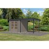 Gartenhaus-Set 'Komet 3 D' Fichtenholz wassergrau / anthrazit mit Anbaudach 2,35 m breit 454,5 x 209 x 213,5 cm