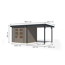 Gartenhaus-Set 'Komet 3 D' Fichtenholz wassergrau / anthrazit mit Anbaudach 2,35 m breit 454,5 x 209 x 213,5 cm