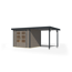 Gartenhaus-Set 'Komet 3 D' Fichtenholz wassergrau / anthrazit mit Anbaudach 2,35 m breit 454,5 x 209 x 213,5 cm