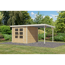 Gartenhaus-Set 'Komet 3,5 A' Fichtenholz naturbelassen / weiß mit Anbaudach 2,35 m breit 454,5 x 209 x 242,5 cm