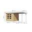Gartenhaus-Set 'Komet 3,5 A' Fichtenholz naturbelassen / weiß mit Anbaudach 2,35 m breit 454,5 x 209 x 242,5 cm