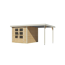 Gartenhaus-Set 'Komet 3,5 A' Fichtenholz naturbelassen / weiß mit Anbaudach 2,35 m breit 454,5 x 209 x 242,5 cm
