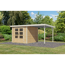 Gartenhaus-Set 'Komet 3,5 A' Fichtenholz naturbelassen / weiß mit Anbaudach 2,35 m breit 454,5 x 209 x 242,5 cm