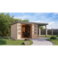 Gartenhaus-Set 'Komet 3,5 A' Fichtenholz naturbelassen / graualuminium mit Anbaudach 2,35 m breit 454,5 x 209 x 242,5 cm