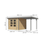 Gartenhaus-Set 'Komet 3,5 A' Fichtenholz naturbelassen / graualuminium mit Anbaudach 2,35 m breit 454,5 x 209 x 242,5 cm